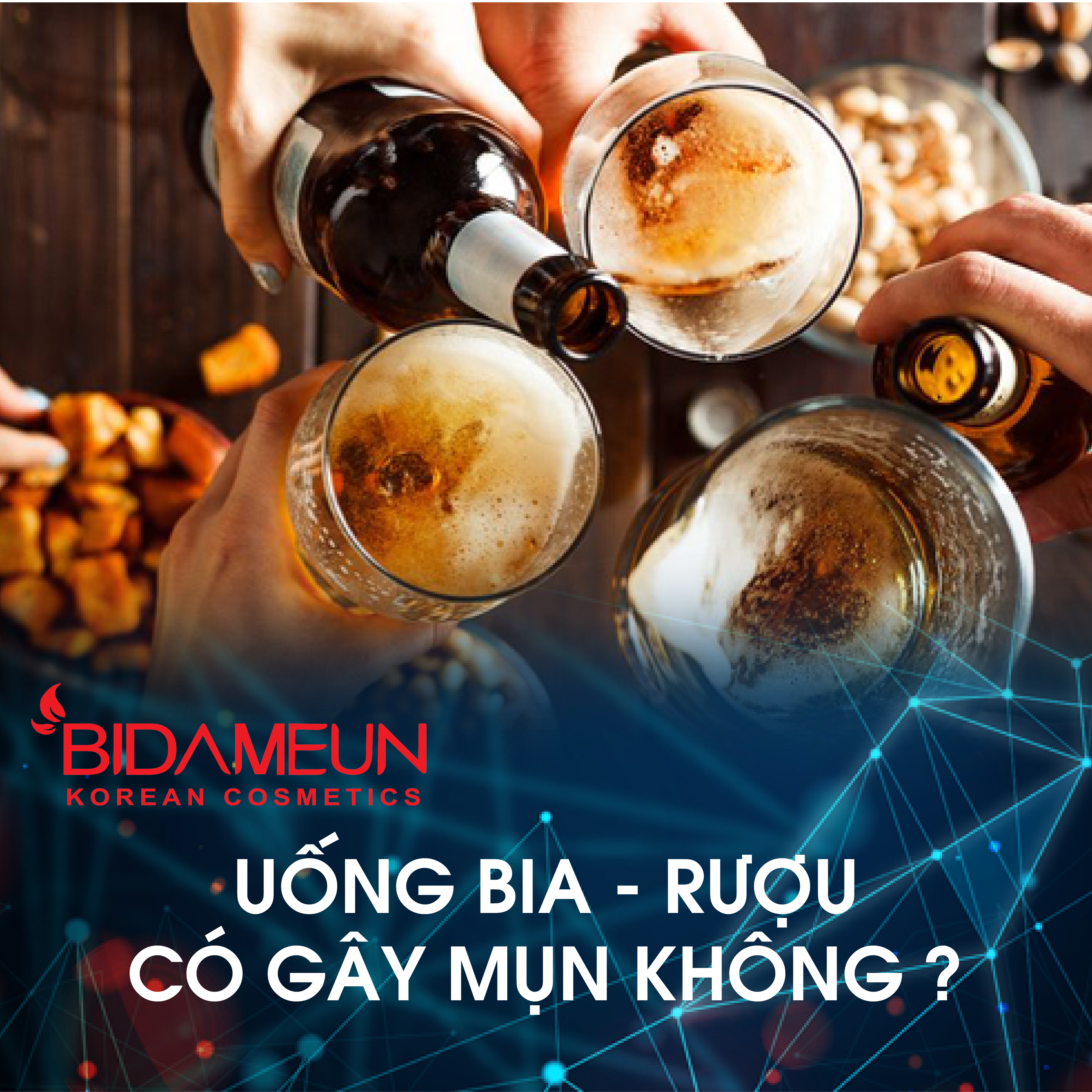 Uống rượu, bia có gây mụn không?