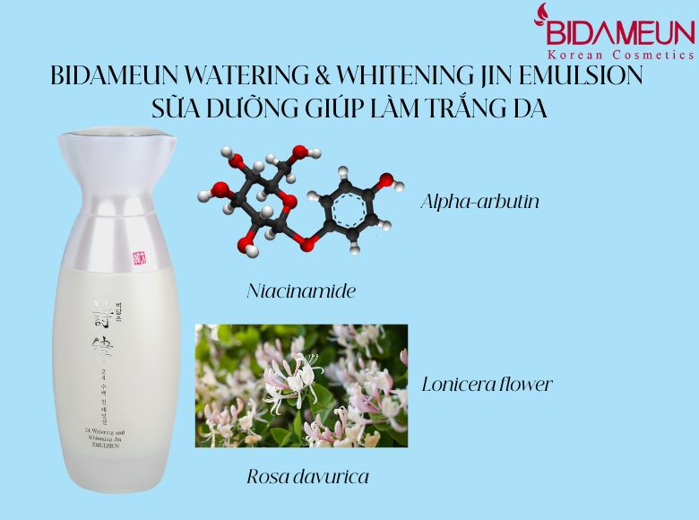 Bidameun Watering & Whitening Jin Emulsion - Sữa dưỡng điều trị nám da
